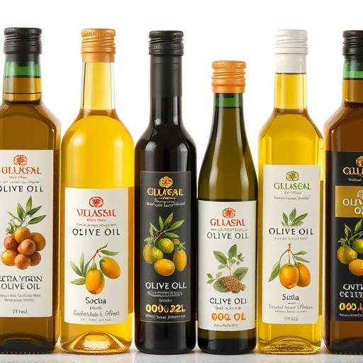 Bottiglie di olio extravergine d'oliva di diverse provenienze