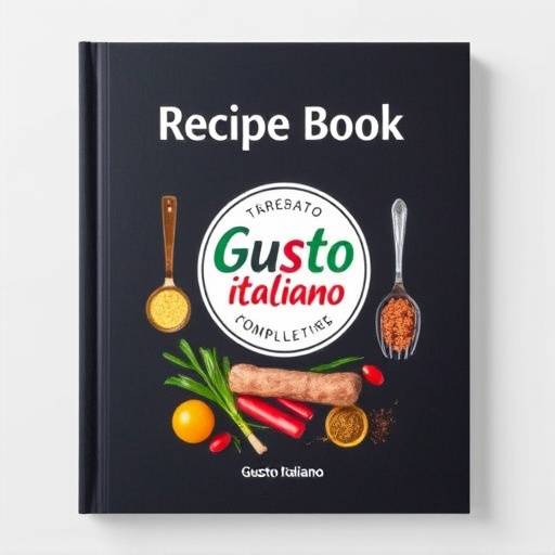 Immagine di un libro di ricette con il logo di Gusto Italiano in copertina