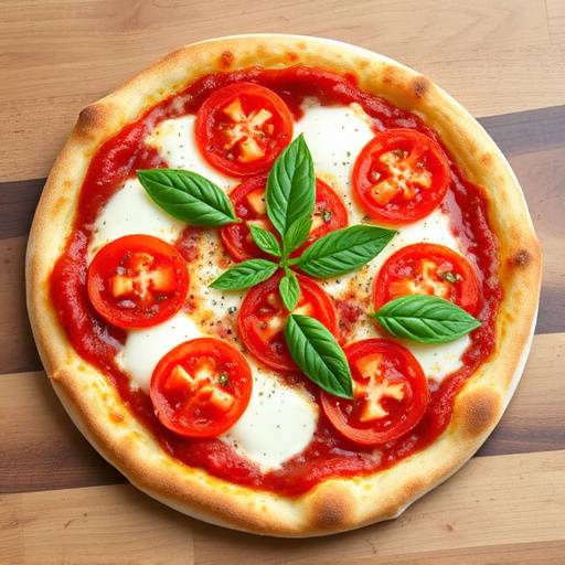 Pizza margherita appena sfornata, con pomodoro San Marzano, mozzarella fiordilatte e basilico fresco.