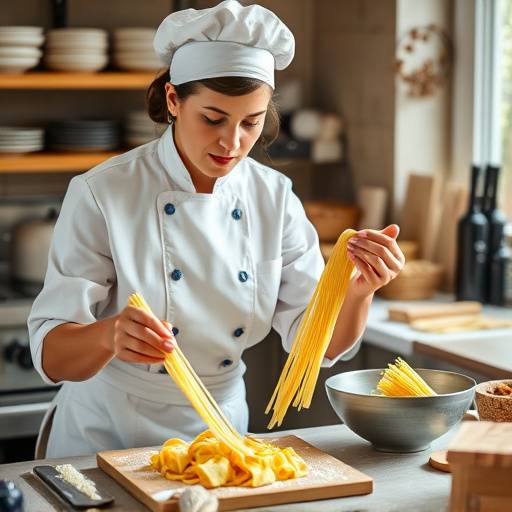 Una chef che spiega come preparare la pasta fresca